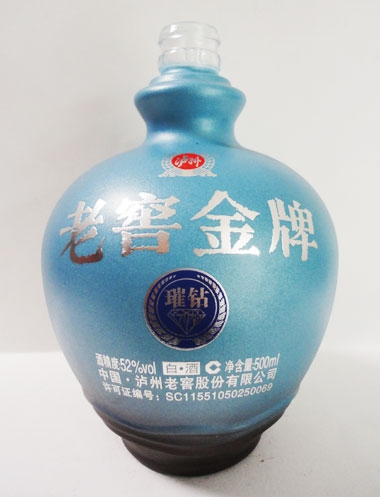 杭州金牌老窖烤花酒瓶